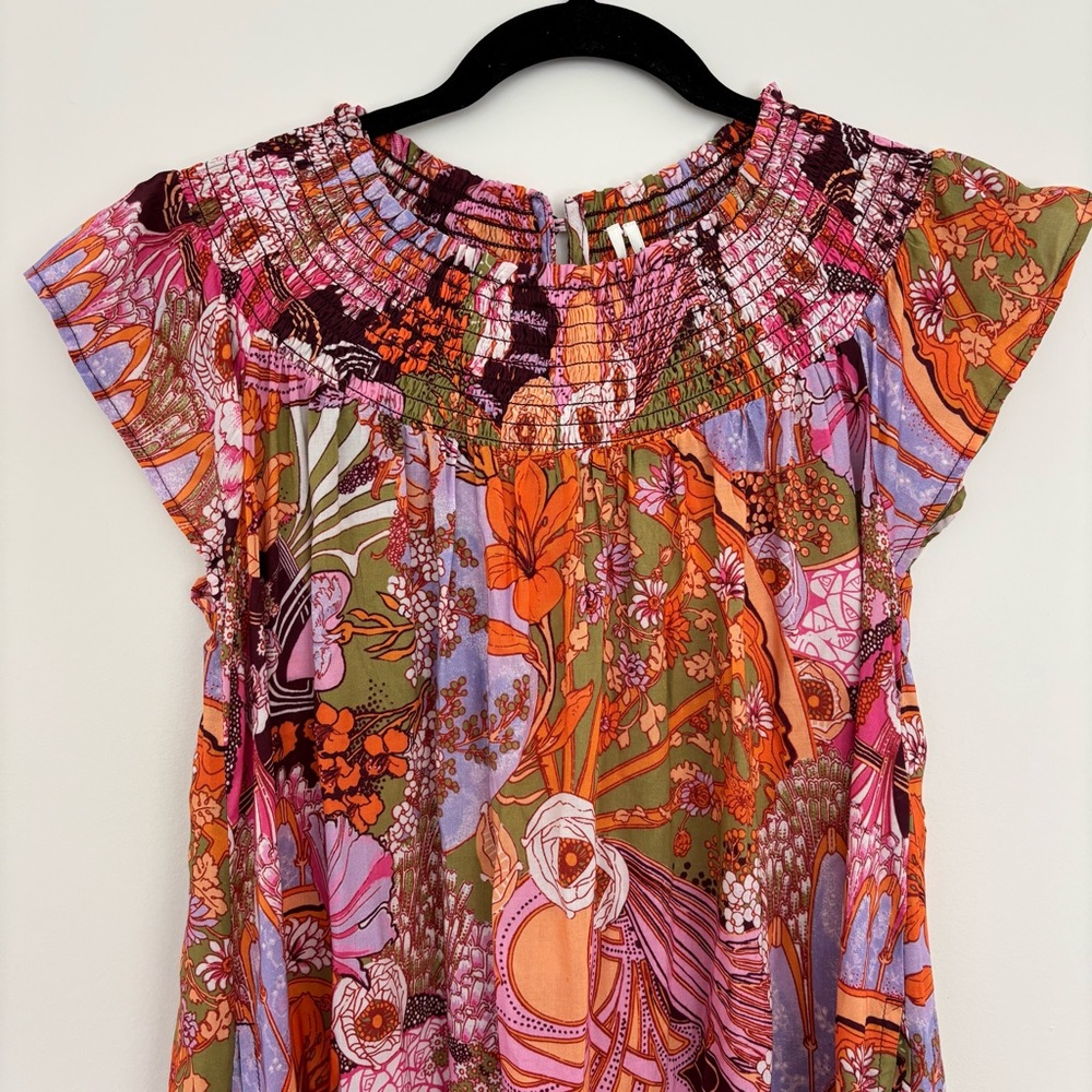 Anthropologie Pink and Orange Ruffled Tiered Maxi Sundress - Picture 3 of 9